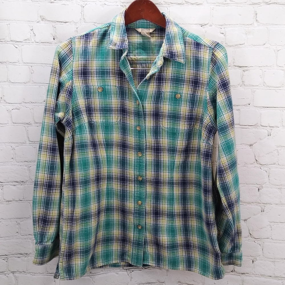 3/$15 Duluth Trading teal flannel shirt